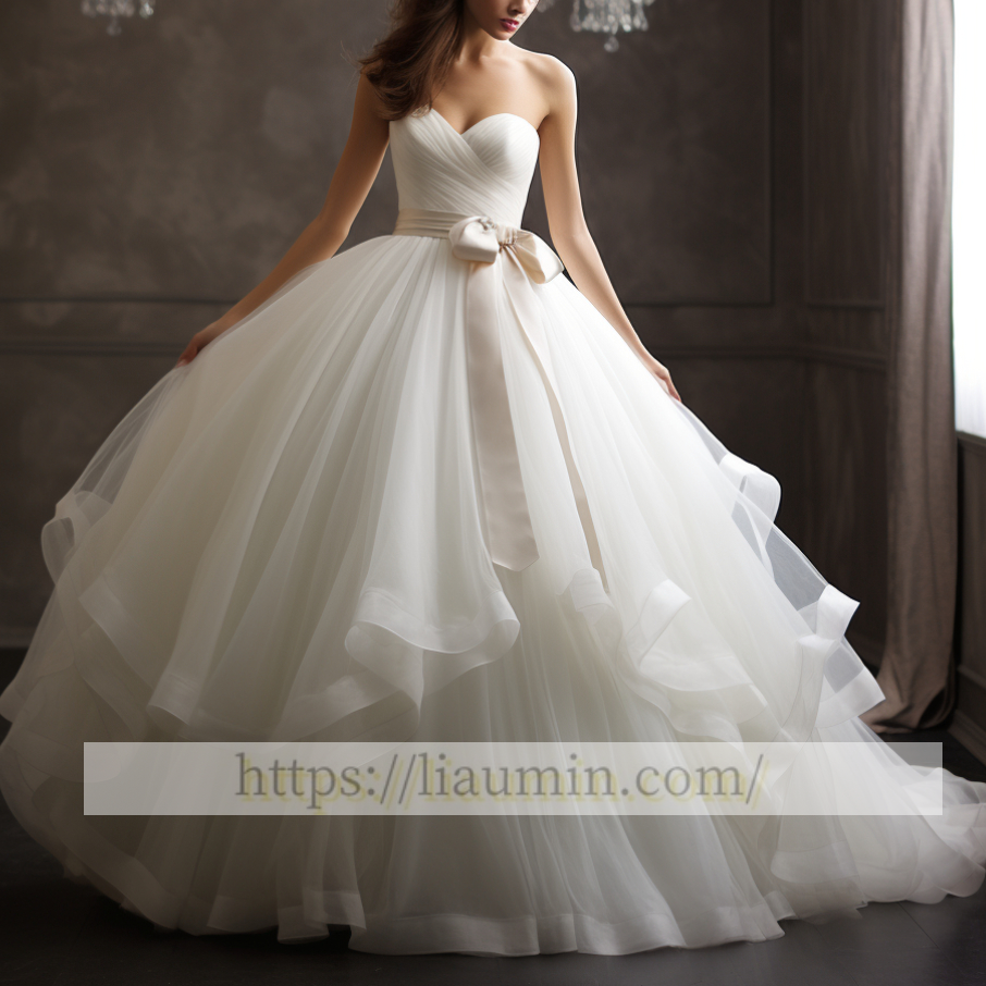 White Or Ivory With Sash Strapless Wedding Dress Bridal Gown Princess Dress Custom Size W5-3.26