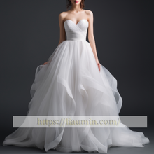 Load image into Gallery viewer, White Or Ivory Strapless Wedding Dress Bridal Gown Princess Dress Custom Size W5-3.32
