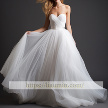 Load image into Gallery viewer, White Or Ivory Strapless Wedding Dress Bridal Gown Princess Dress Custom W5-3.39
