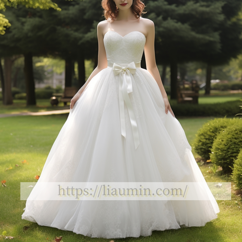 White or Ivory Lace A Line With Sash Wedding Dress Formal Occasion Bridal Gown Prom Princess Dress W5-3.3