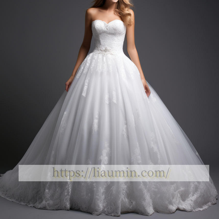 White Or Ivory Lace Strapless Wedding Dress Bridal Gown Princess Dress Custom Size W5-3.42