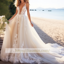 Load image into Gallery viewer, Sexy White Or Ivory Lace Up Back With Train Wedding Dress Bridal Gown Princess Dress W5-3.51
