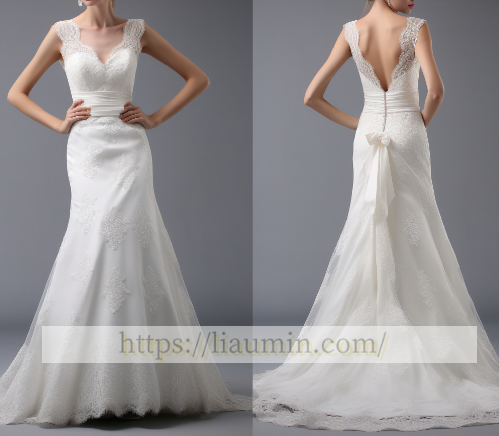 White Or Ivory Lace Up Back With Train Backless Wedding Dress Bridal Gown Princess Dress W5-3.53