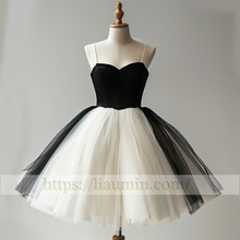 Load image into Gallery viewer, White and Black Short Length Gown Evening Party Prom Formal Princess Homecoming Dress Custom W15-3.5
