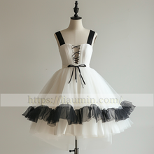 Load image into Gallery viewer, White and Black Short Length Evening Party Prom Formal Princess Homecoming Dress Custom W15-3.6
