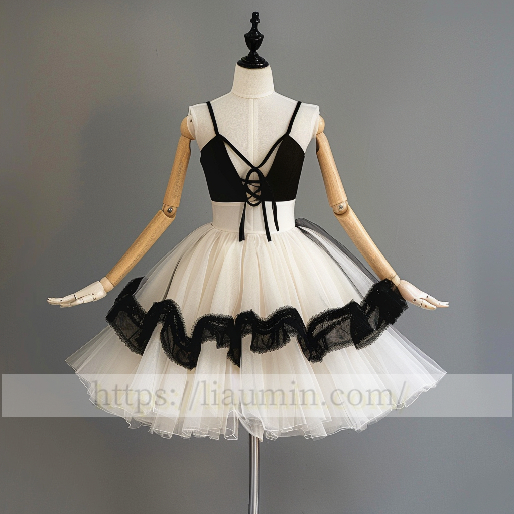 Ivory and Black Short Length Evening Party Prom Formal Princess Homecoming Dress Custom W15-3.7