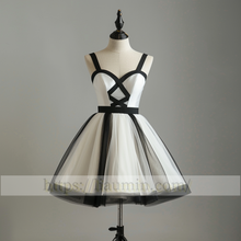 Load image into Gallery viewer, White and Black Short Length Evening Party Prom Formal Princess Homecoming Dress Custom Made W15-3.9
