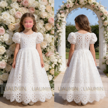 Load image into Gallery viewer, Flower Girl Dresses Lace O Neck Wedding Formal Brithday Princess First Communion Pageant Kids Skirt Customized Made W22-42
