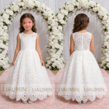 Load image into Gallery viewer, Flower Girl Dresses Lace O Neck Wedding Formal Brithday Princess First Communion Pageant Kids Skirt Customized Made W22-42
