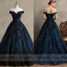 Load image into Gallery viewer, New Tulle With Lace Applique Off The Shoulder Floor Length Lace-Up Back Wedding Formal Prom Dresses Bridal Gown Customized W22-44

