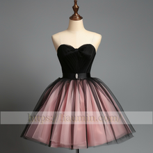 Load image into Gallery viewer, Pink and Black Tulle Strapless Short Length Evening Prom Formal Princess Homecoming Dress Custom W15-4.10
