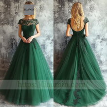 Load image into Gallery viewer, Custom Green Tulle and Lace Applique Wedding Evening Prom Formal Lace Up Back Princess Dress C-4.10
