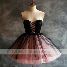 Load image into Gallery viewer, Pink and Black Tulle Strapless Short Length Evening Prom Formal Princess Homecoming Dress Custom Size W15-4.8
