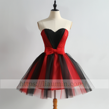 Load image into Gallery viewer, Red and Black Tulle Sweetheart Short Length Evening Prom Formal Princess Homecoming Dress Hand Made W15-5.10
