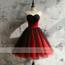 Load image into Gallery viewer, Red and Black Tulle Sweetheart Short Length Evening Prom Formal Princess Homecoming Dress Hand Made W15-5.12
