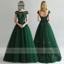 Load image into Gallery viewer, Custom Green Tulle and Lace Applique Wedding Evening Prom Formal Lace Up Back Princess Dress C-5.2
