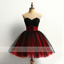 Load image into Gallery viewer, Red and Black Tulle Sweetheart Short Length Evening Prom Formal Princess Homecoming Dress W15-5.7
