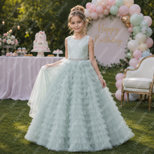 Load image into Gallery viewer, Elegant Flower Girl Dress for Wedding Luxury Layered Tulle Princess Gown Kids Birthday Party Dress W22.64

