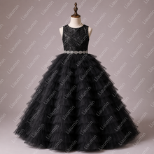 Load image into Gallery viewer, Elegant Flower Girl Dress for Wedding Luxury Layered Tulle Princess Gown Kids Birthday Party Dress W22.64
