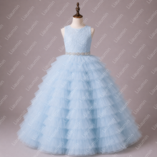 Load image into Gallery viewer, Elegant Flower Girl Dress for Wedding Luxury Layered Tulle Princess Gown Kids Birthday Party Dress W22.64
