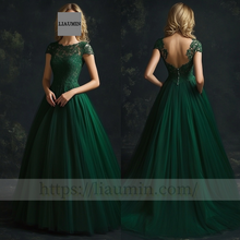 Load image into Gallery viewer, Custom Green Tulle With Lace Applique Wedding Evening Prom Formal Princess Dress C-6.8
