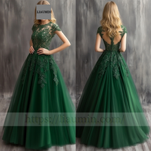 Load image into Gallery viewer, Custom Green Tulle With Lace Applique Wedding Evening Prom Formal Princess Dress C-7.1
