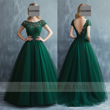 Load image into Gallery viewer, Custom Green Tulle With Lace Applique Wedding Evening Prom Formal Princess Dress C-9.6
